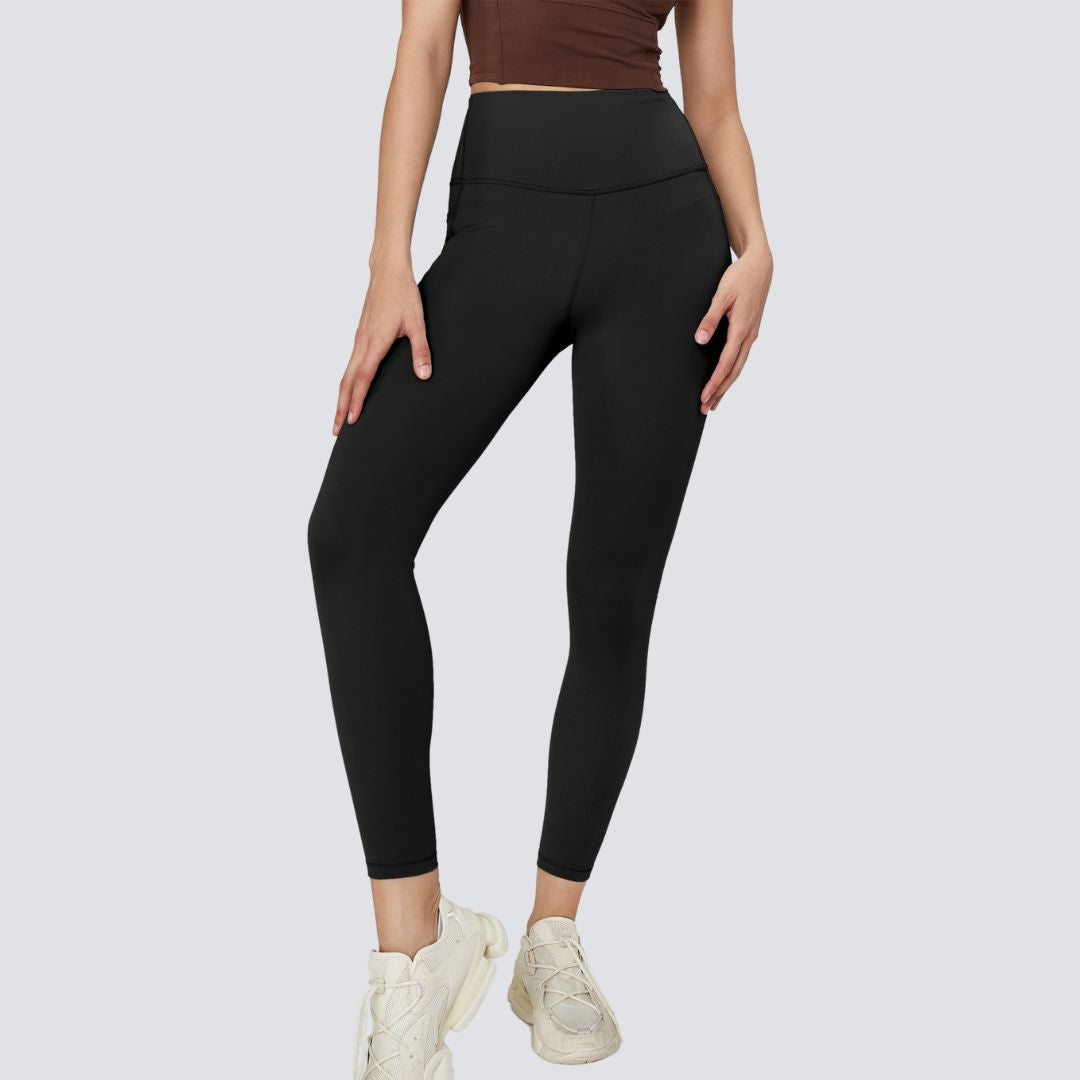 High-Rise Leggings With Side-Pockets - Black