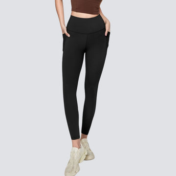 High-Rise Leggings With Side-Pockets - Black