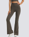 One-Size Flared Yoga Pants - Khaki Brown