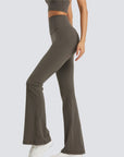 One-Size Flared Yoga Pants - Khaki Brown