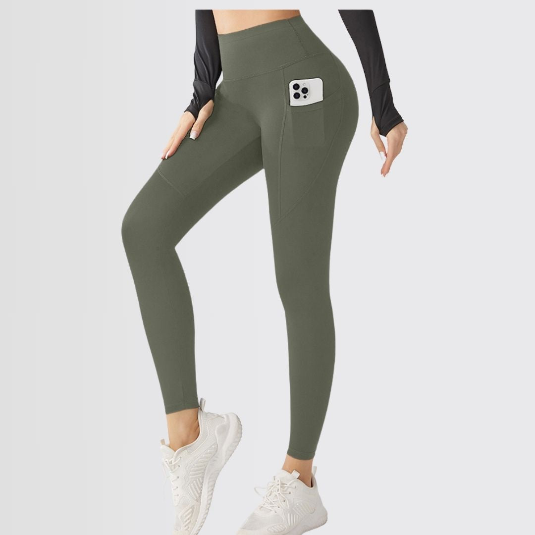 Embrace High Rise Side Pocket Leggings - Olive Green