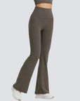 One-Size Flared Yoga Pants - Khaki Brown