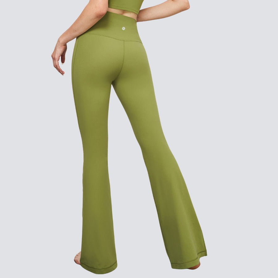 One-Size Flared Yoga Pants - Matcha Green