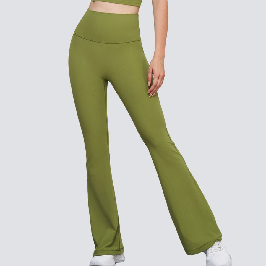 One-Size Flared Yoga Pants - Matcha Green