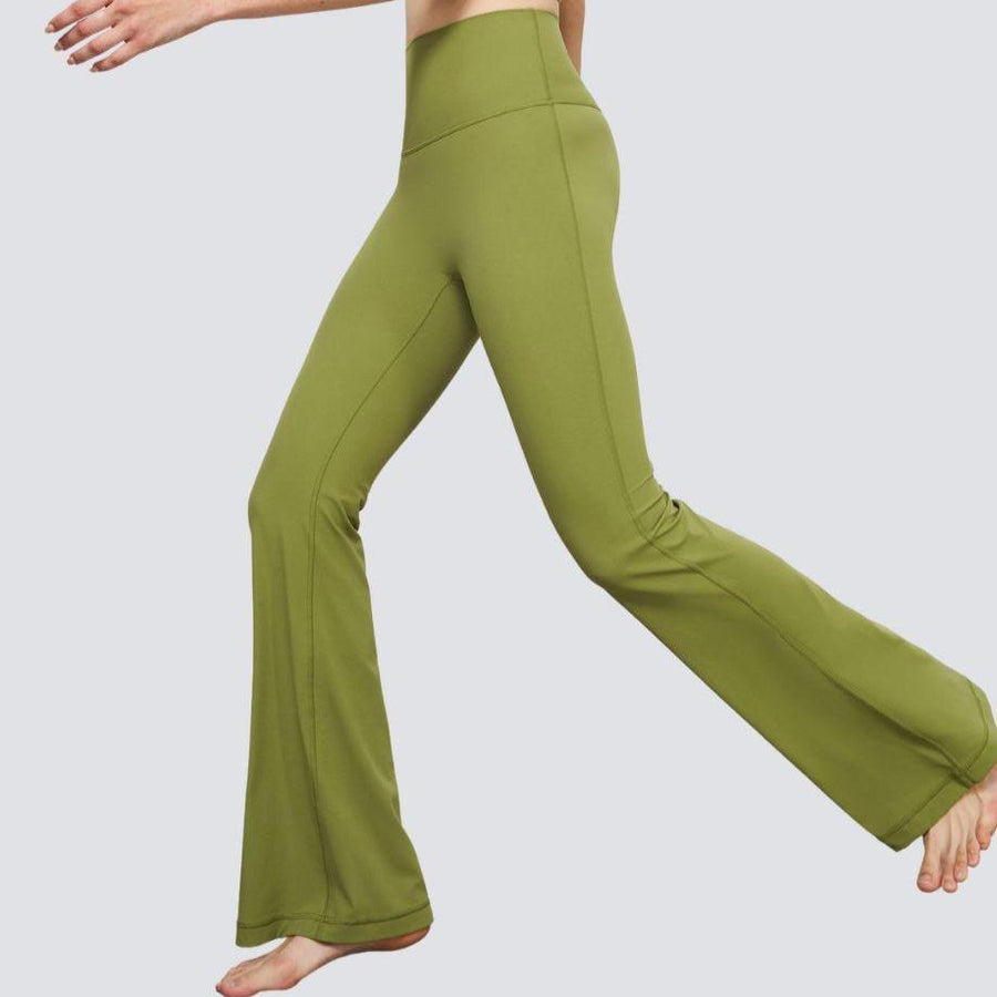 One-Size Flared Yoga Pants - Matcha Green