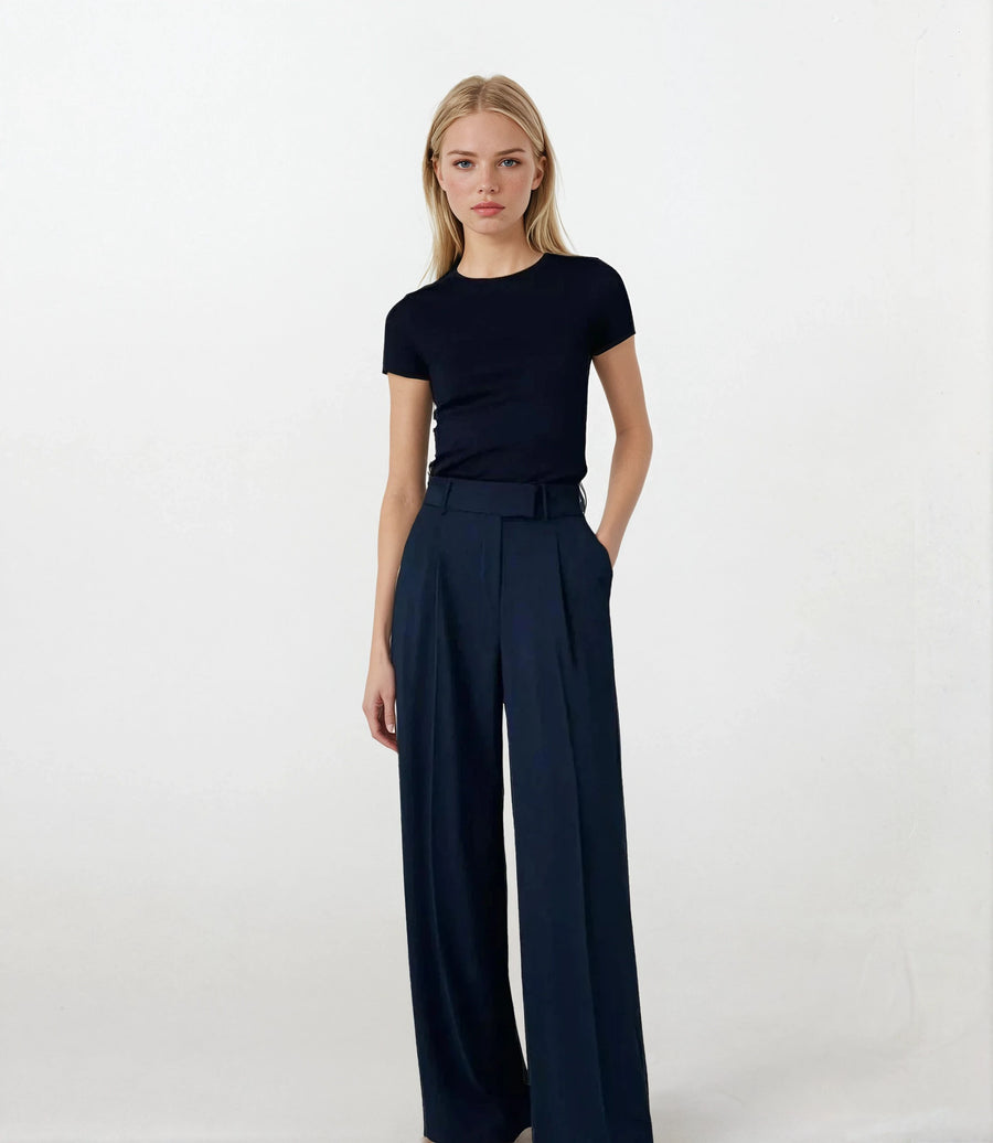 High Waist Pants - Dark Blue