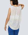 Sheer Sleeveless Cover T-Shirt - Ivory White