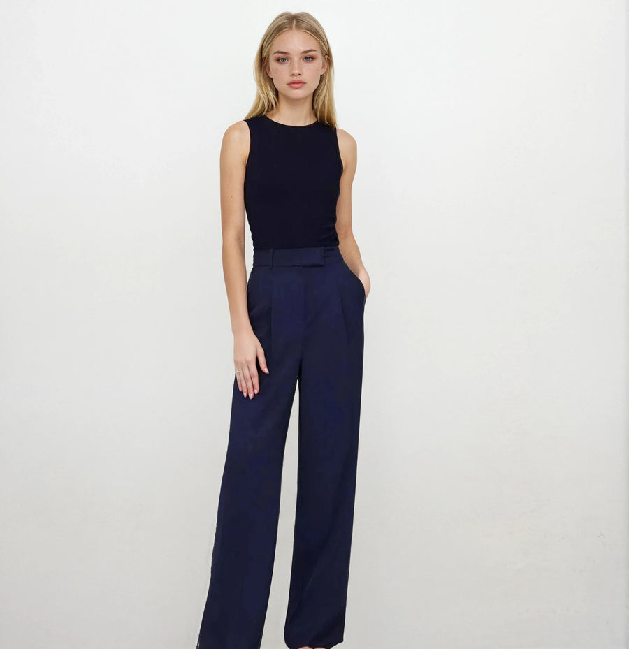 High Waist Pants - Dark Blue