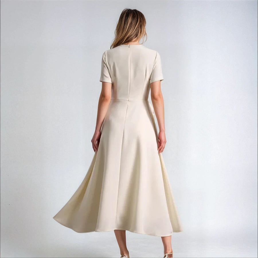 Elegant Flower Dress - Ivory White