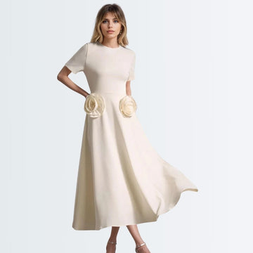 Elegant Flower Dress - Ivory White