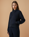 Fleece Lined Hoodie Jacket - Black