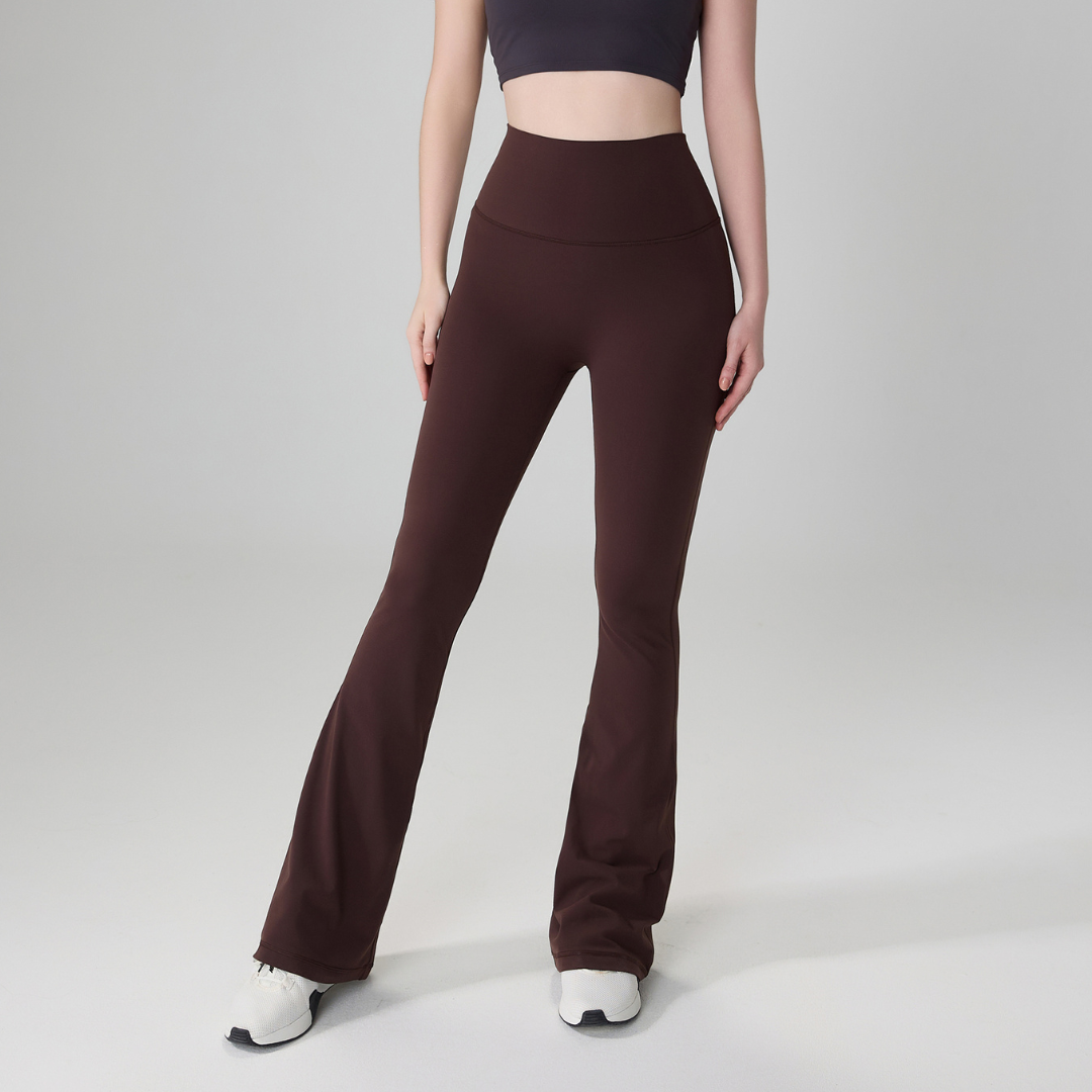 One-Size Flared Yoga Pants - Brown