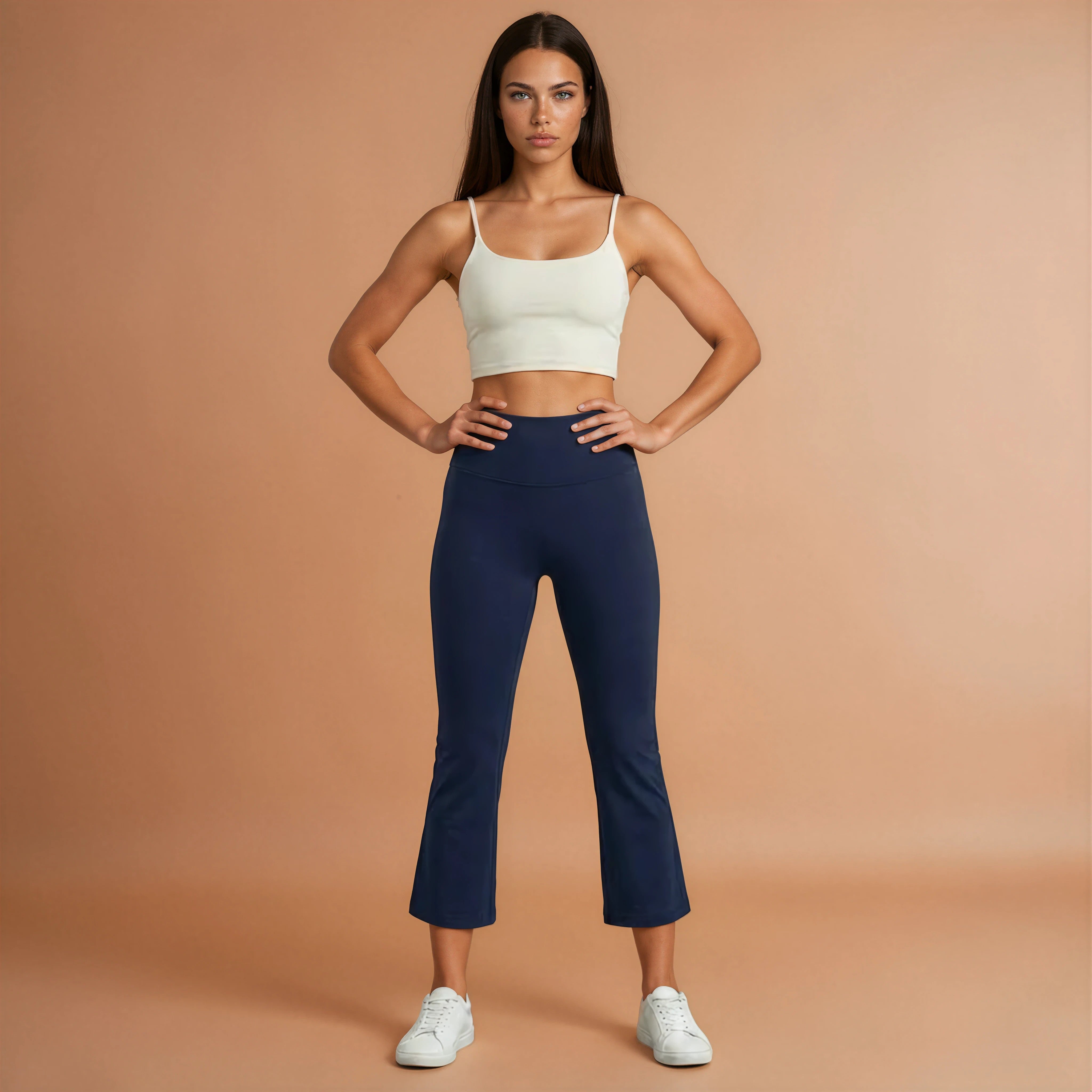 Ankle Length Flare Pants - Navy Blue