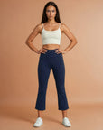 Ankle Length Flare Pants - Navy Blue