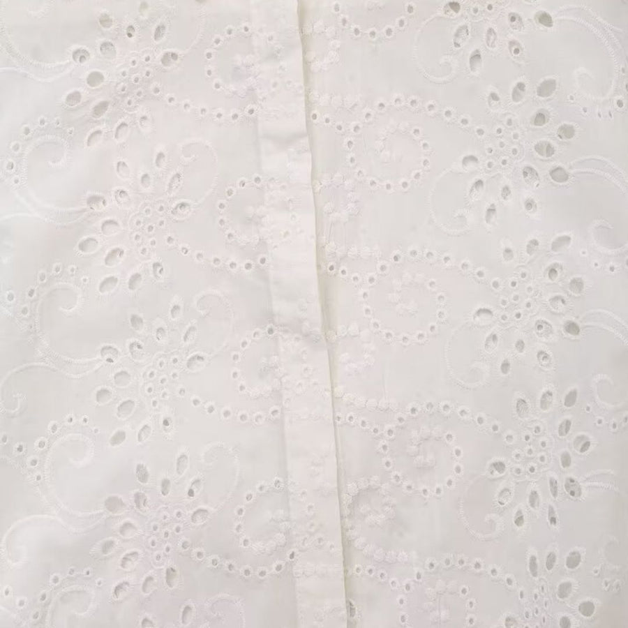 Stylish Pattern Cut-Out Blouse - White