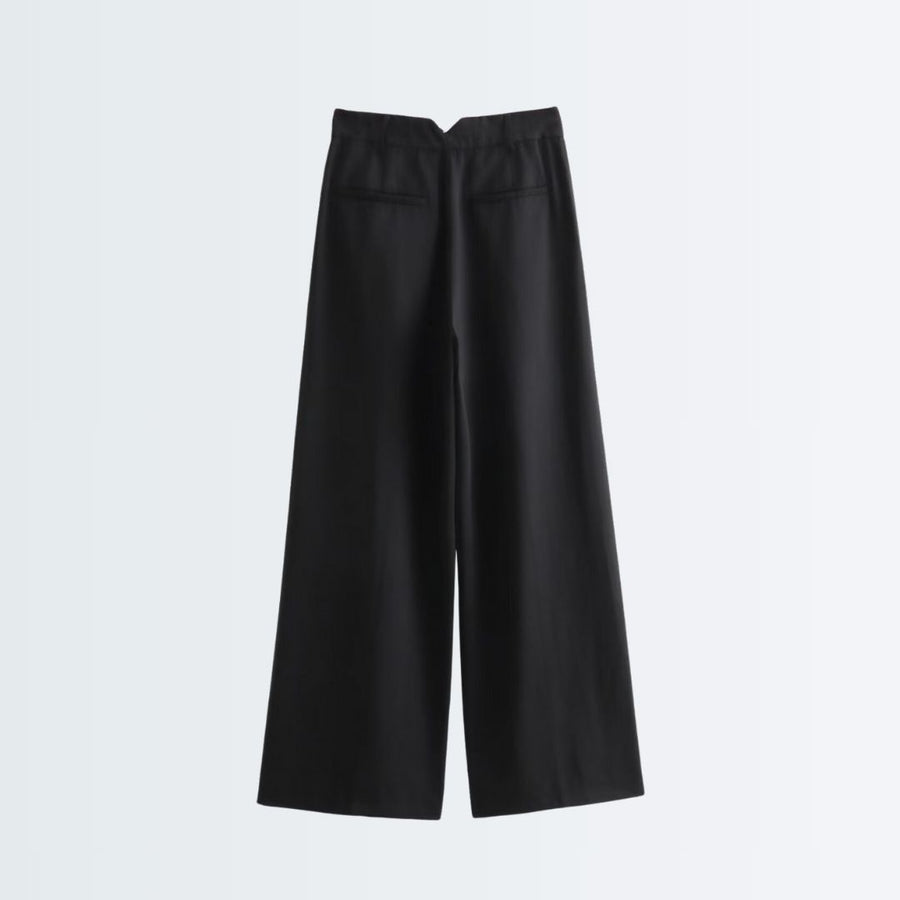 High Rise Wide Legged Essential Pants - Black