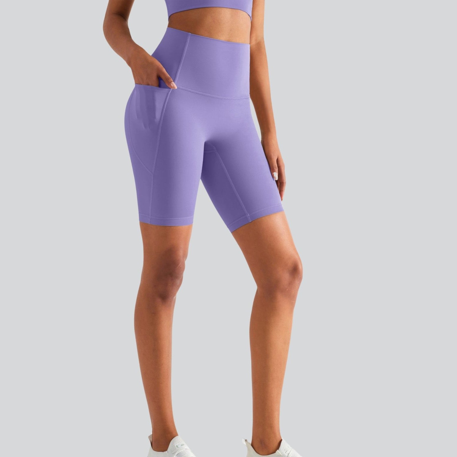 High Rise Essential Shorts - Purple