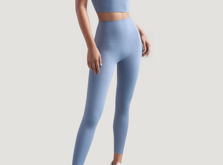 High-Rise Stretch Leggings - Light Blue