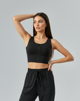 Front Zip Sports Bra - Black