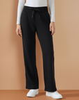 Fleece Lined Wide Legged Pants  - Black