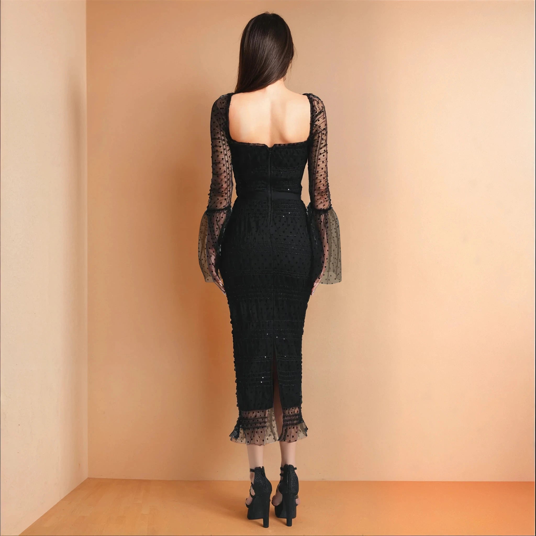 Elegant Mesh Dress - Black
