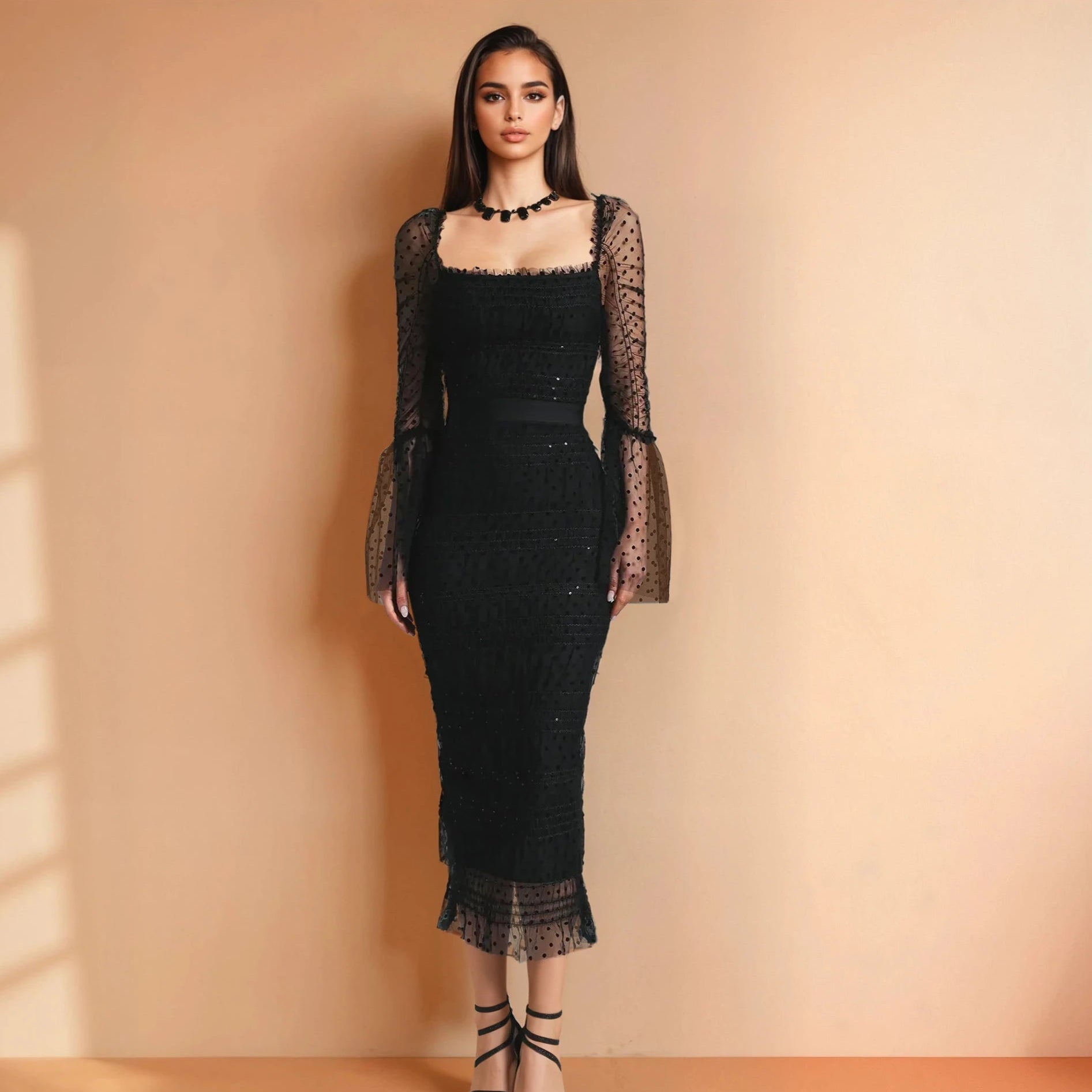 Elegant Mesh Dress - Black