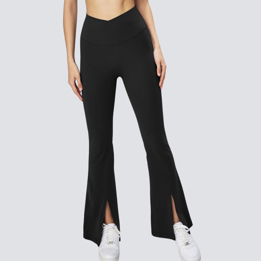 Stylish Flare Pants Set - Black