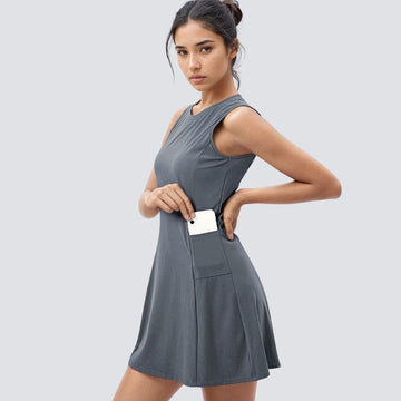 Tennis/ Activewear Dress With Pocket - Grey