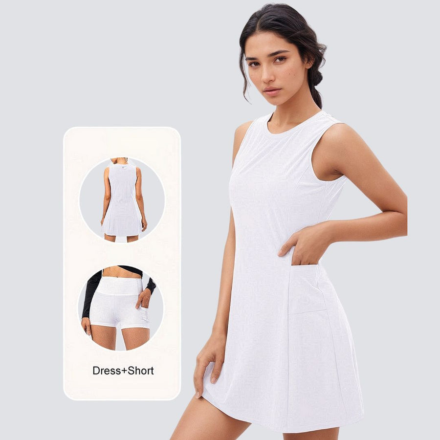 Tennis/ Activewear Dress With Pocket - White