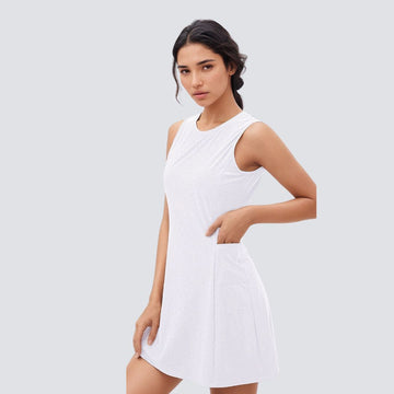 Tennis/ Activewear Dress With Pocket - White