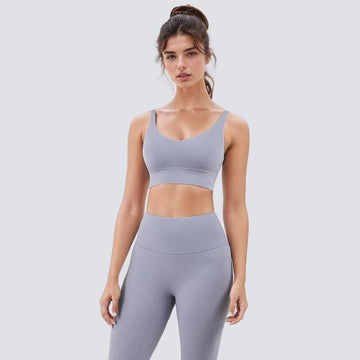 V-Neck Sports Bra - Blush Blue