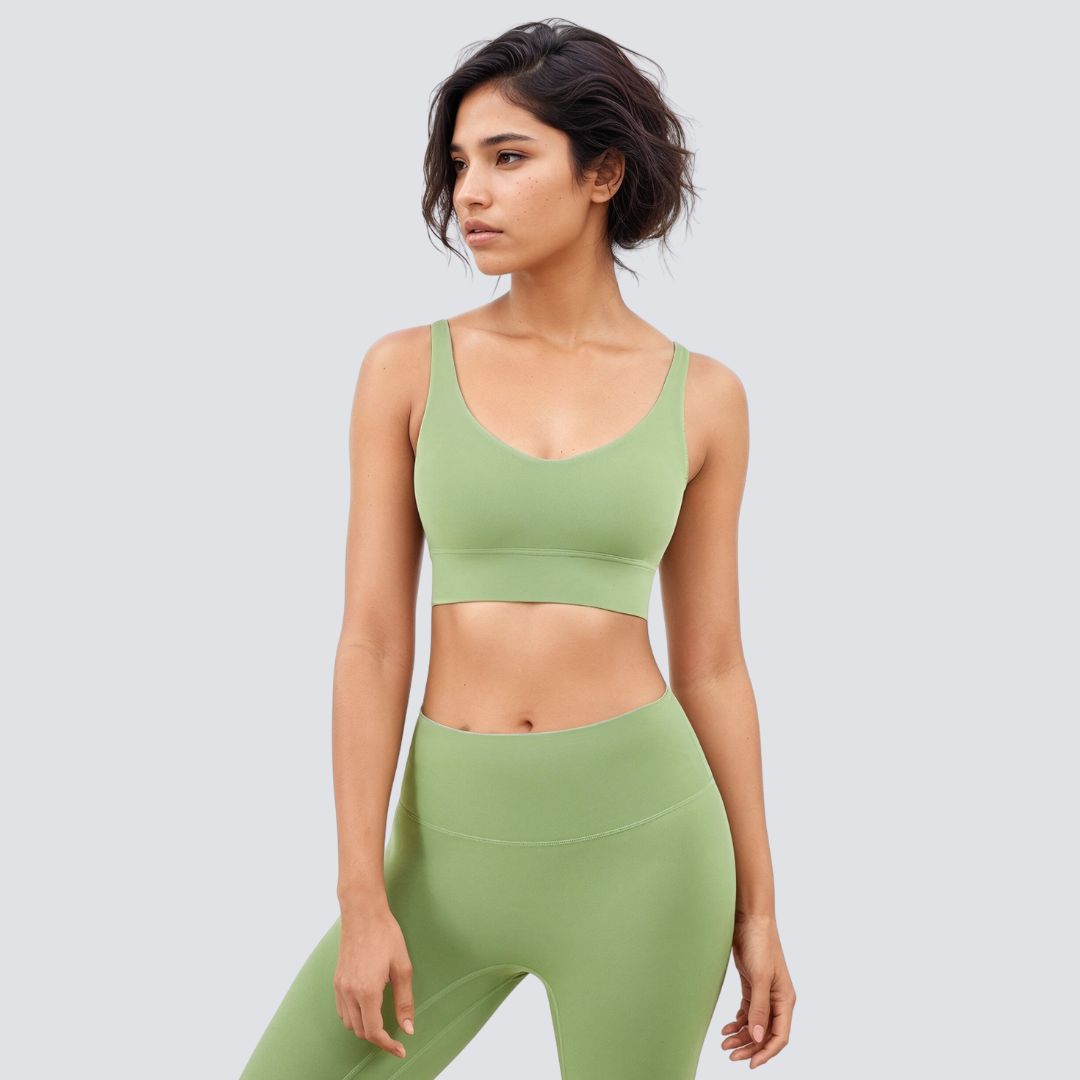 V-Neck Sports Bra - Light Green