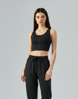 Front Zip Sports Bra - Black