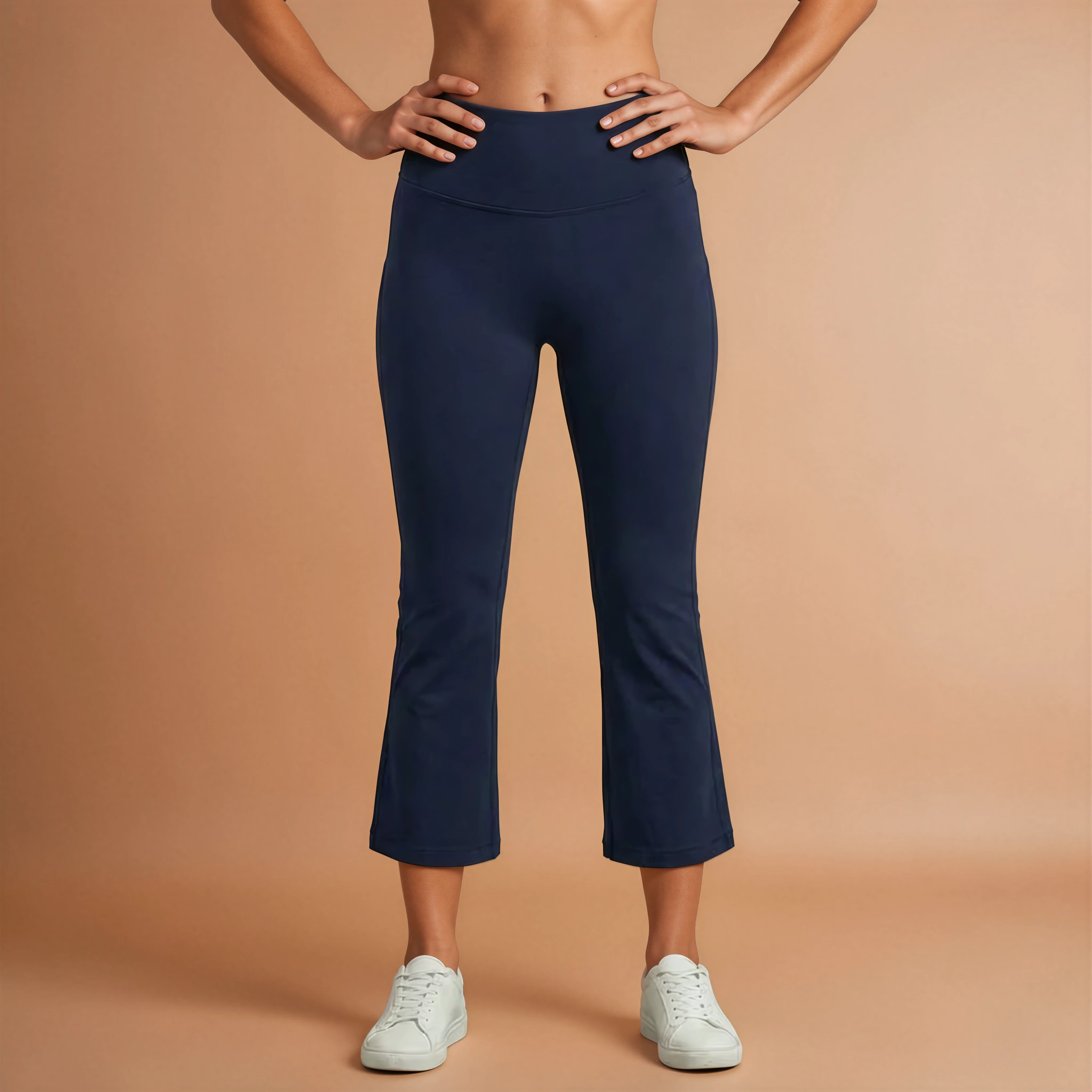 Ankle Length Flare Pants - Navy Blue