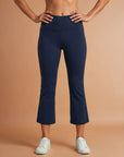 Ankle Length Flare Pants - Navy Blue