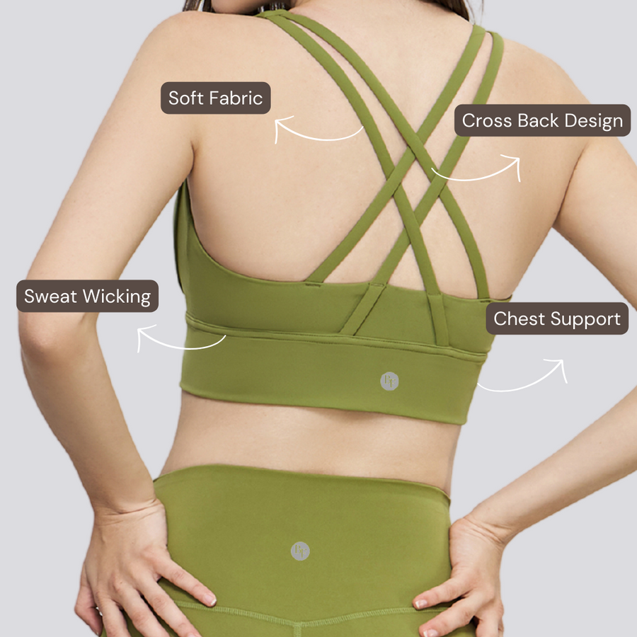 Cross Back Sports Bra - Green