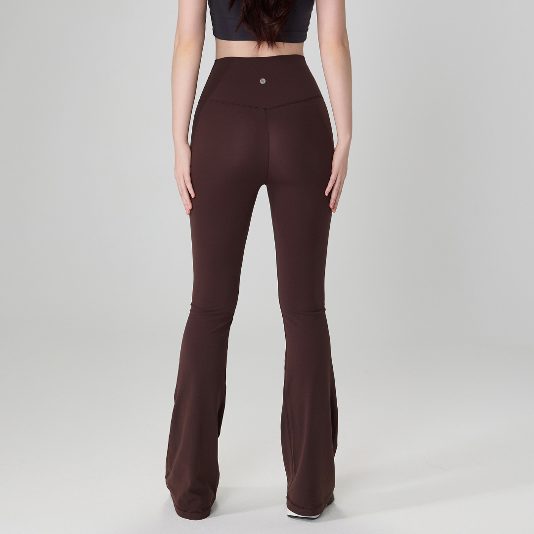 One-Size Flared Yoga Pants - Brown