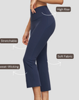 Ankle Length Flare Pants - Navy Blue