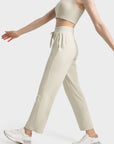 Stylish Activewear Pants With Tie-Up Waist Band - Ivory White