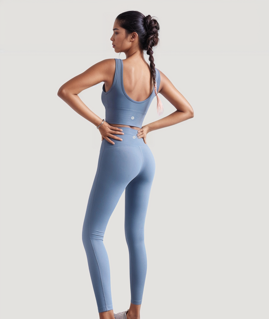 High-Rise Stretch Leggings - Light Blue