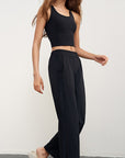 Wide-Legged Comfort Yoga Pants - Black