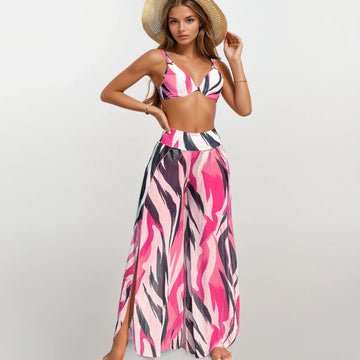Bikini With Cover Pants - Pink