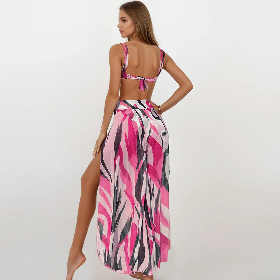 Bikini With Cover Pants - Pink