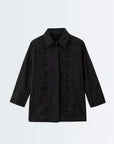 Stylish Pattern Cut-Out Blouse - Black