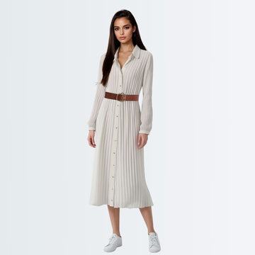 Pleated Style Dress - Ivory White