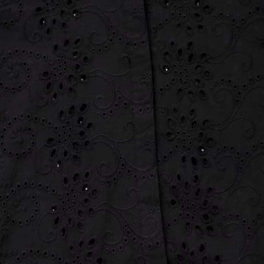 Stylish Pattern Cut-Out Blouse - Black
