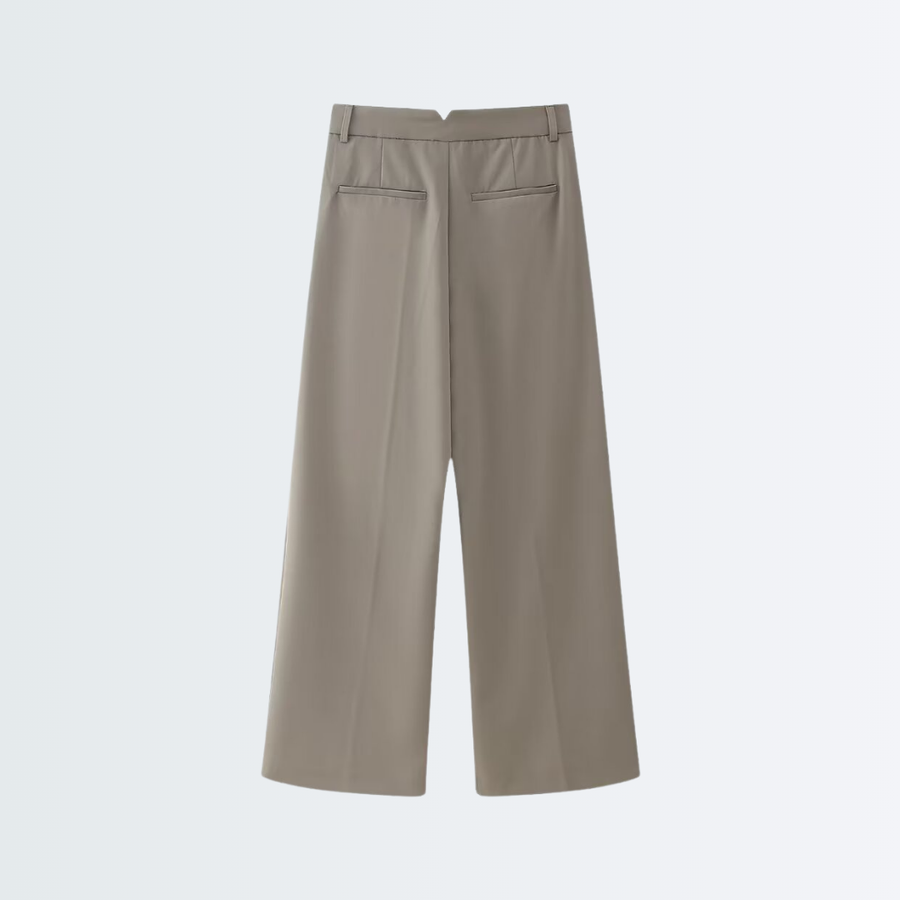 High Rise Wide Chic Pants - Dark Khaki