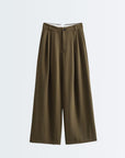 High Rise Wide Legged Essential Pants - Shade Of Olive Green