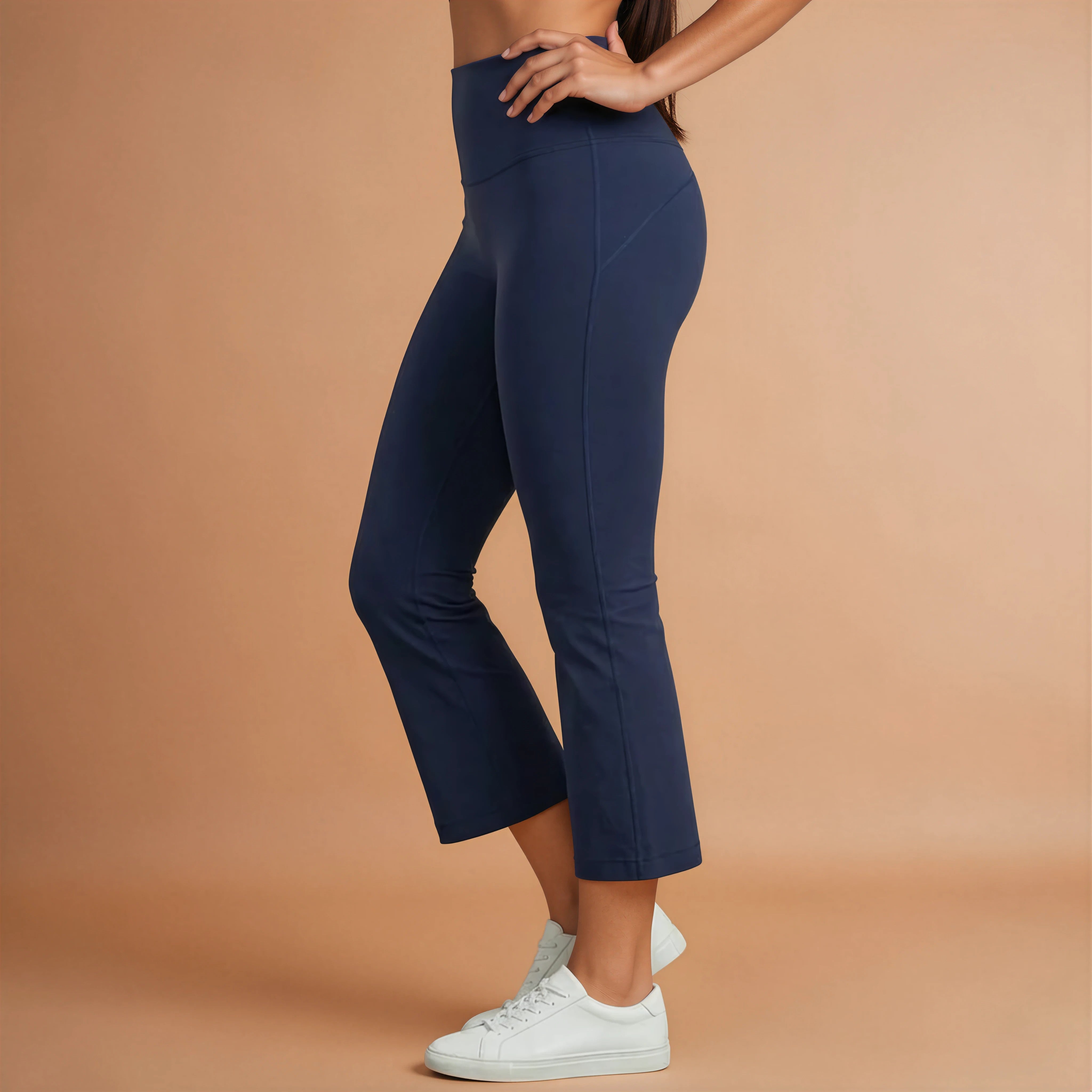 Ankle Length Flare Pants - Navy Blue