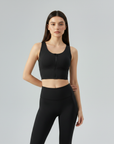 Front Zip Sports Bra - Black